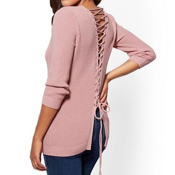 New York & Company Sweaters - New York & Co Lace Up Back Sweater
